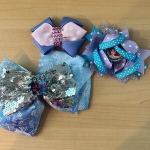 Girl’s Disney Frozen Ariel Hair Bows Bundle Variety 3